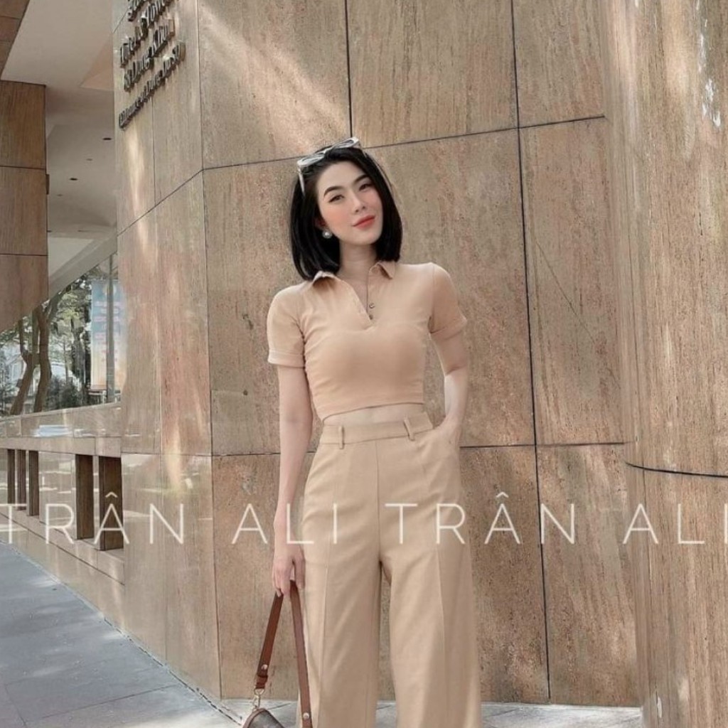 Áo Kiểu Croptop Cổ Trụ _ Chất Borip Dày Dặn Hàng Đẹp _ Ảnh Thật Chụp Sàn