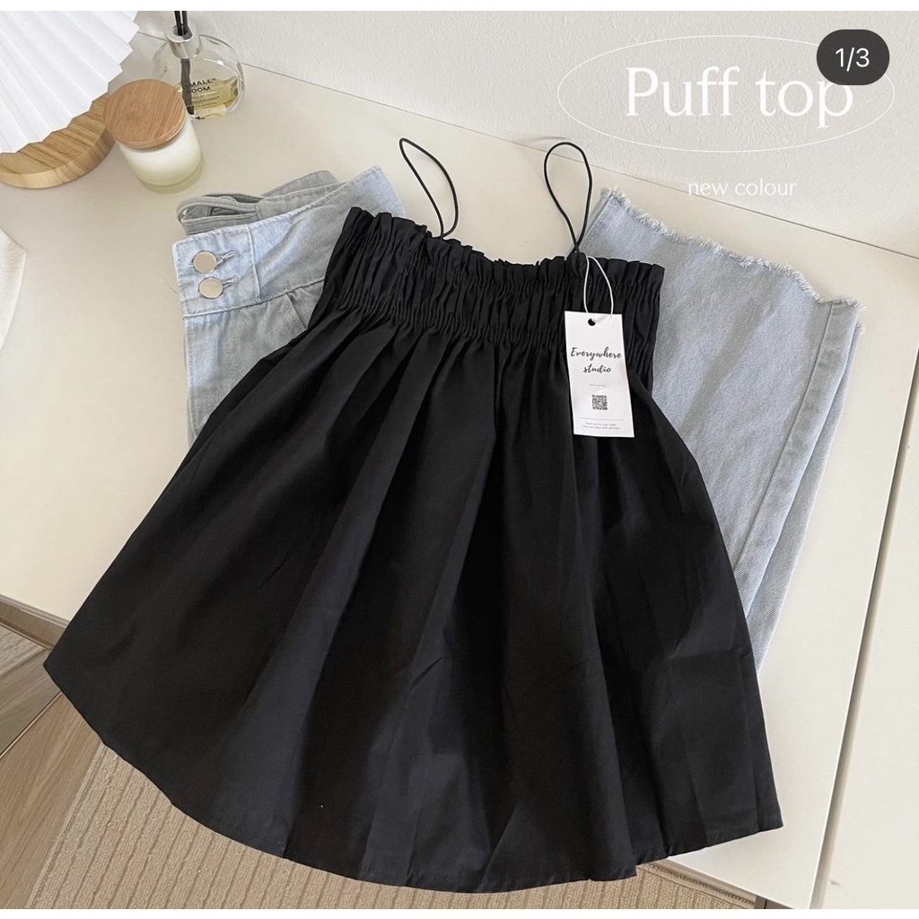 ÁO HAI DÂY TRƠN CHUN NGỰC CHẤT COTTON BỘT THOẢI MÁI - EWY TOP