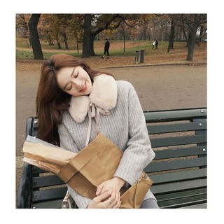 (SẴN) Set dạ cổ lông tiểu thư
