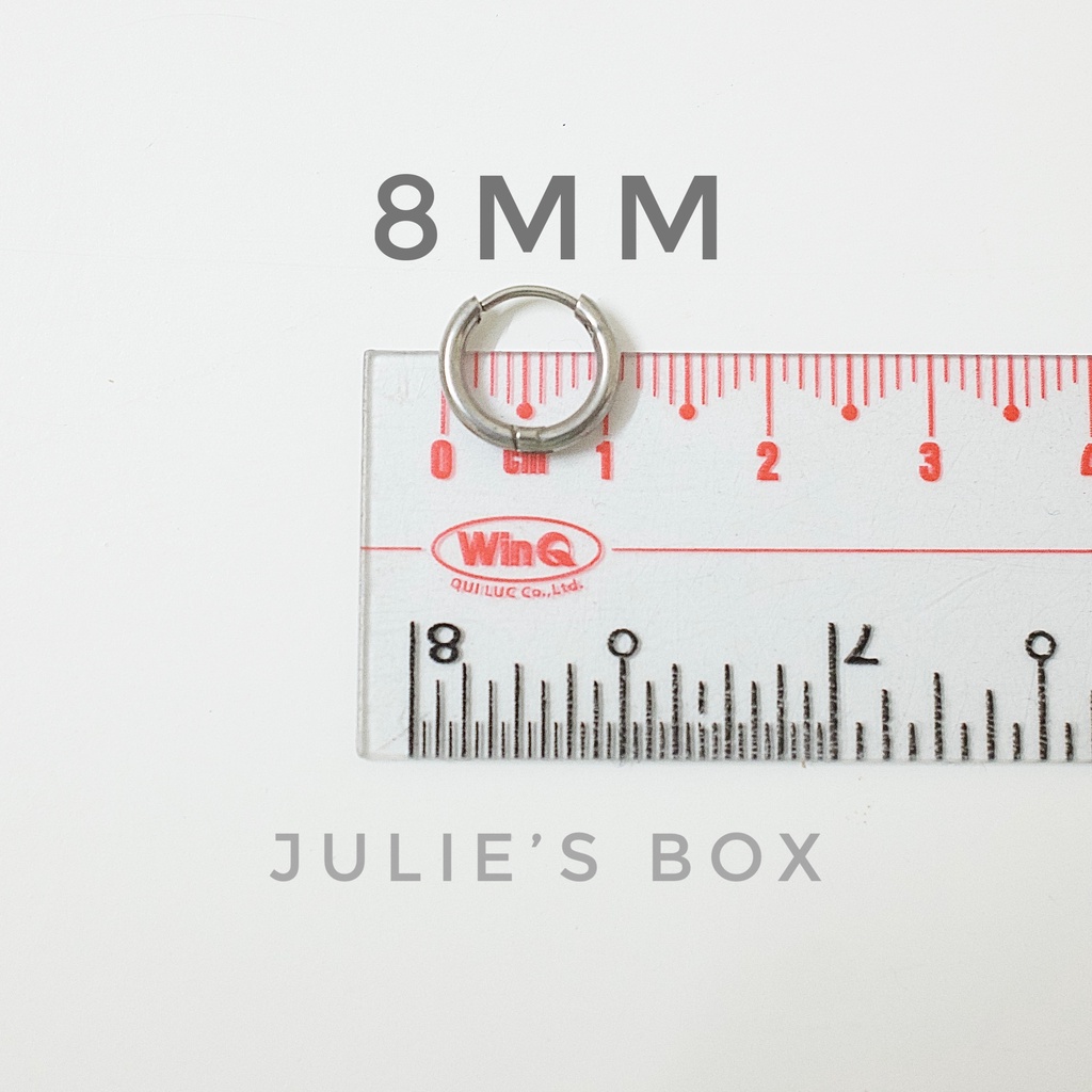 Khuyên Tai Tròn Hoop Nhiều Size Dày 1.6MM  Unisex Titanium Julies Box 66 Bông Tai Titan Nam