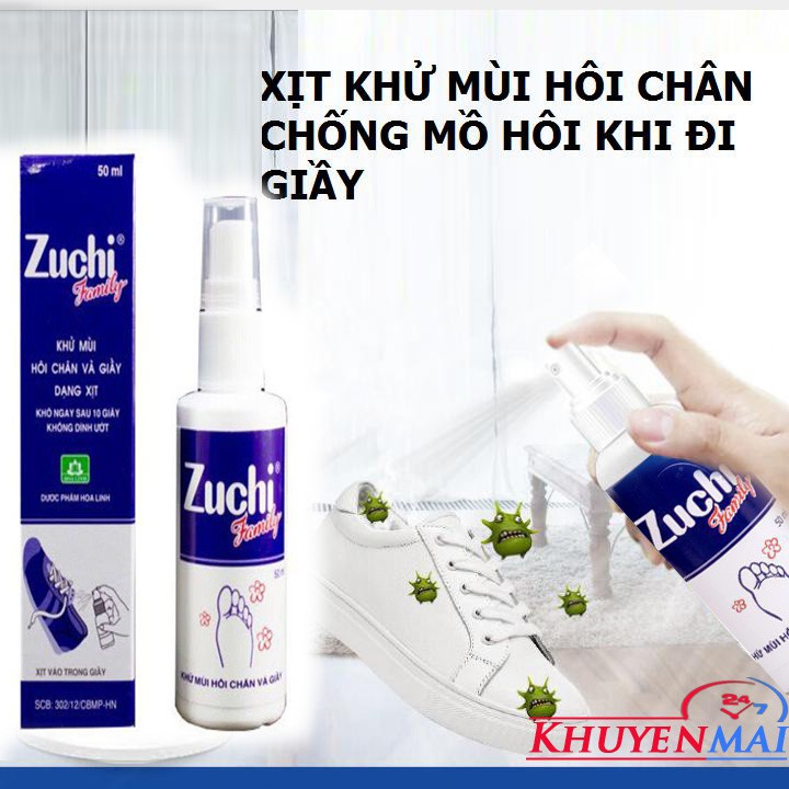 [Chính hãng] Xịt khử mùi hôi chân Zuchi