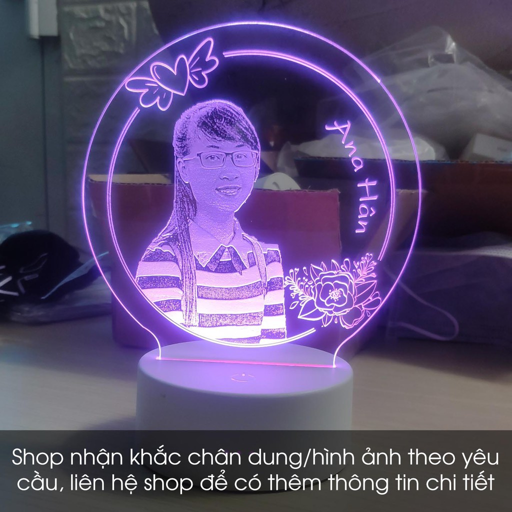 [Làm Mẫu Theo Yêu Cầu] Đèn Led 3D - Đèn Ngủ 3D - Đèn Trang Trí Phòng Ngủ 16 Màu Kèm Điều Khiển