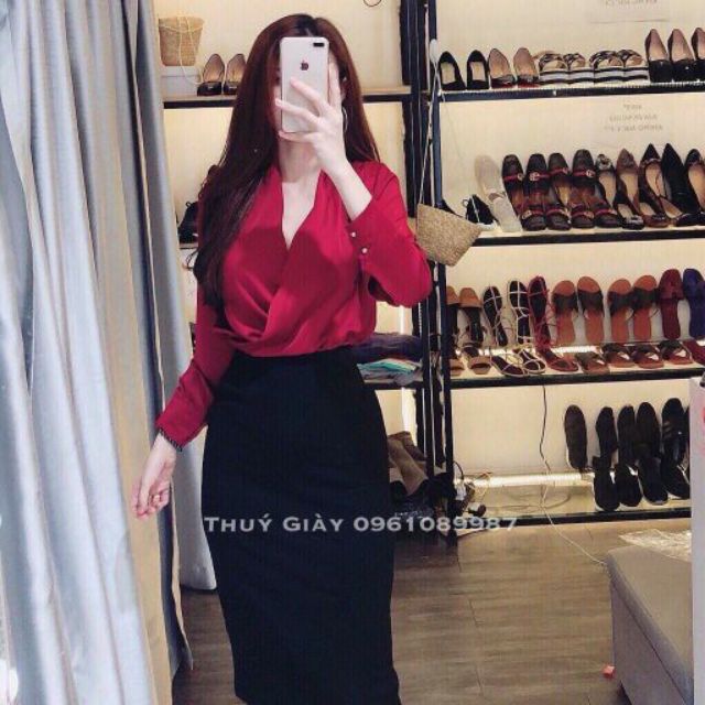 Bán sỉ sơ mi lụa cổ V cho nữ