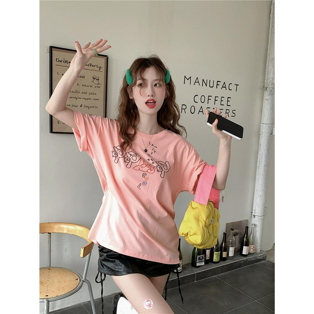 Áo Thun Tay Ngắn Dáng Rộng In Họa Tiết Gấu Dễ Phối Đồ Thời Trang 51050