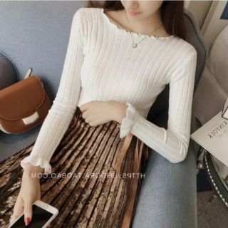 Áo len dài tay cổ bèo (free size)