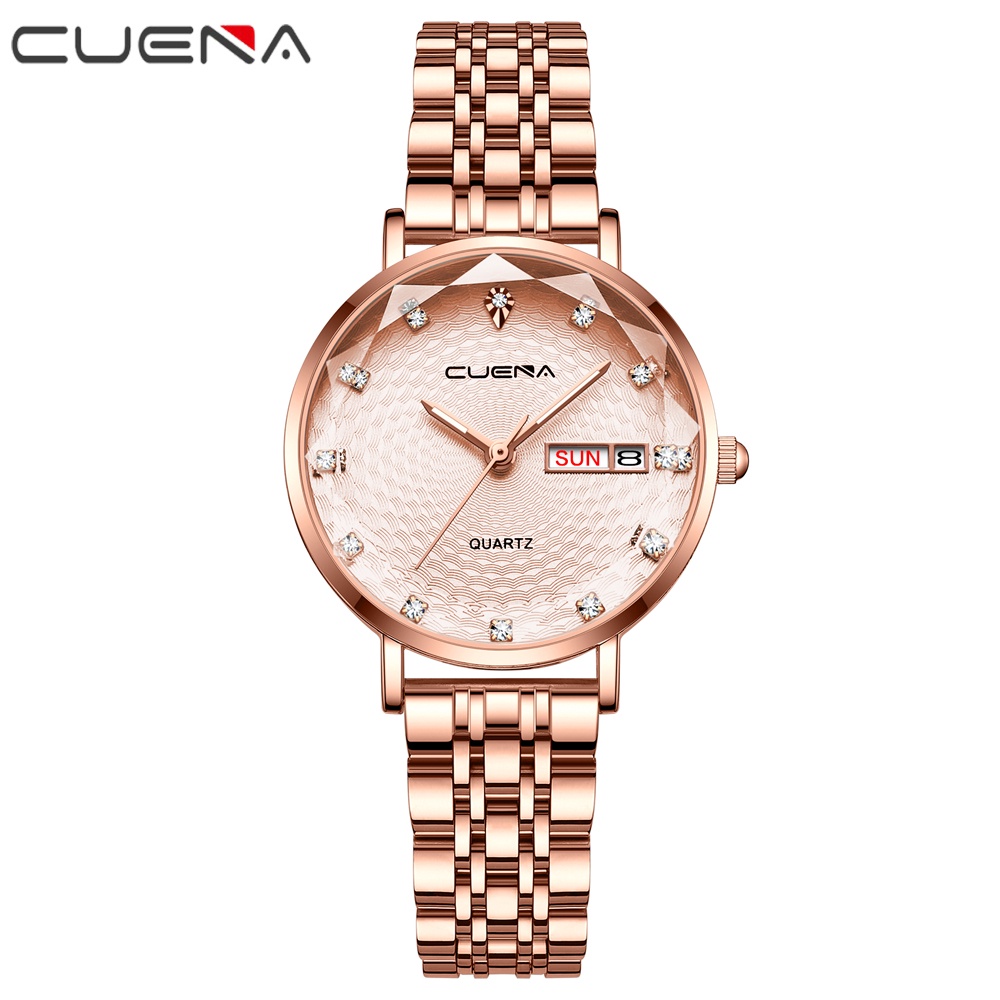 Đồng hồ đeo tay CRRJU 6002X máy thạch anh thép không gỉ chống thấm nước thời trang sang trọng dành cho nữ