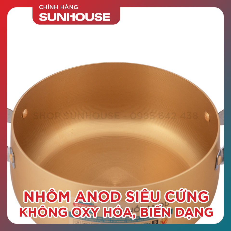 Bộ nồi hợp kim nhôm anod siêu bền SUNHOUSE SH6634 16-20-24cm