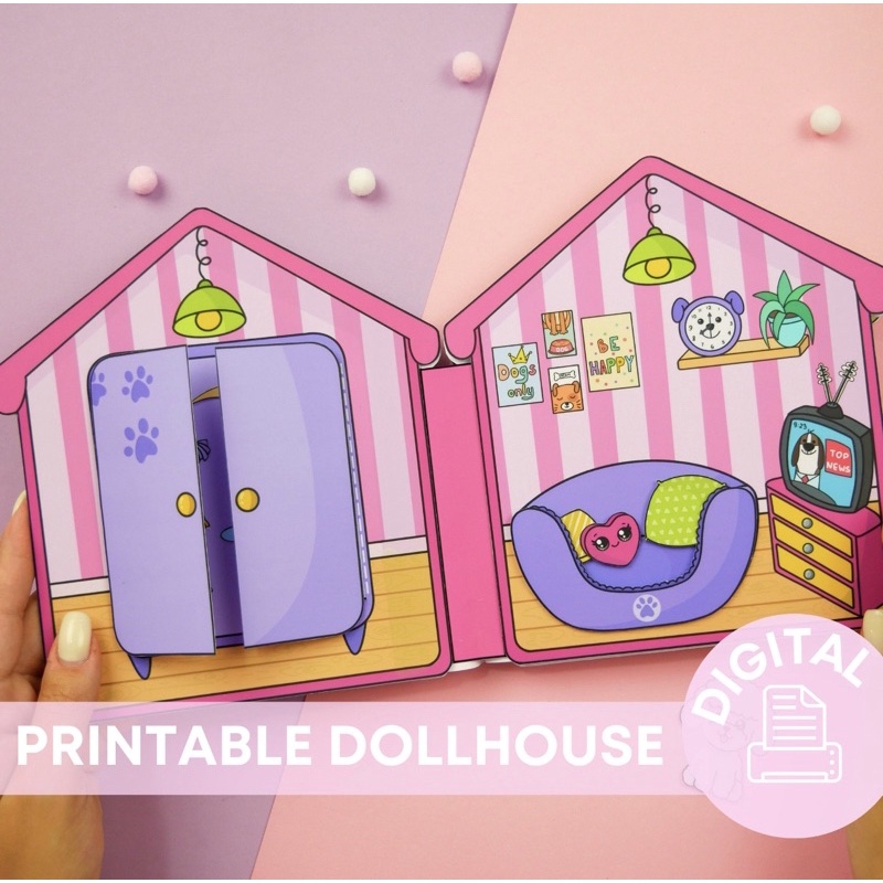 Ngôi nhà búp bê bằng giấy chủ đề Dog House