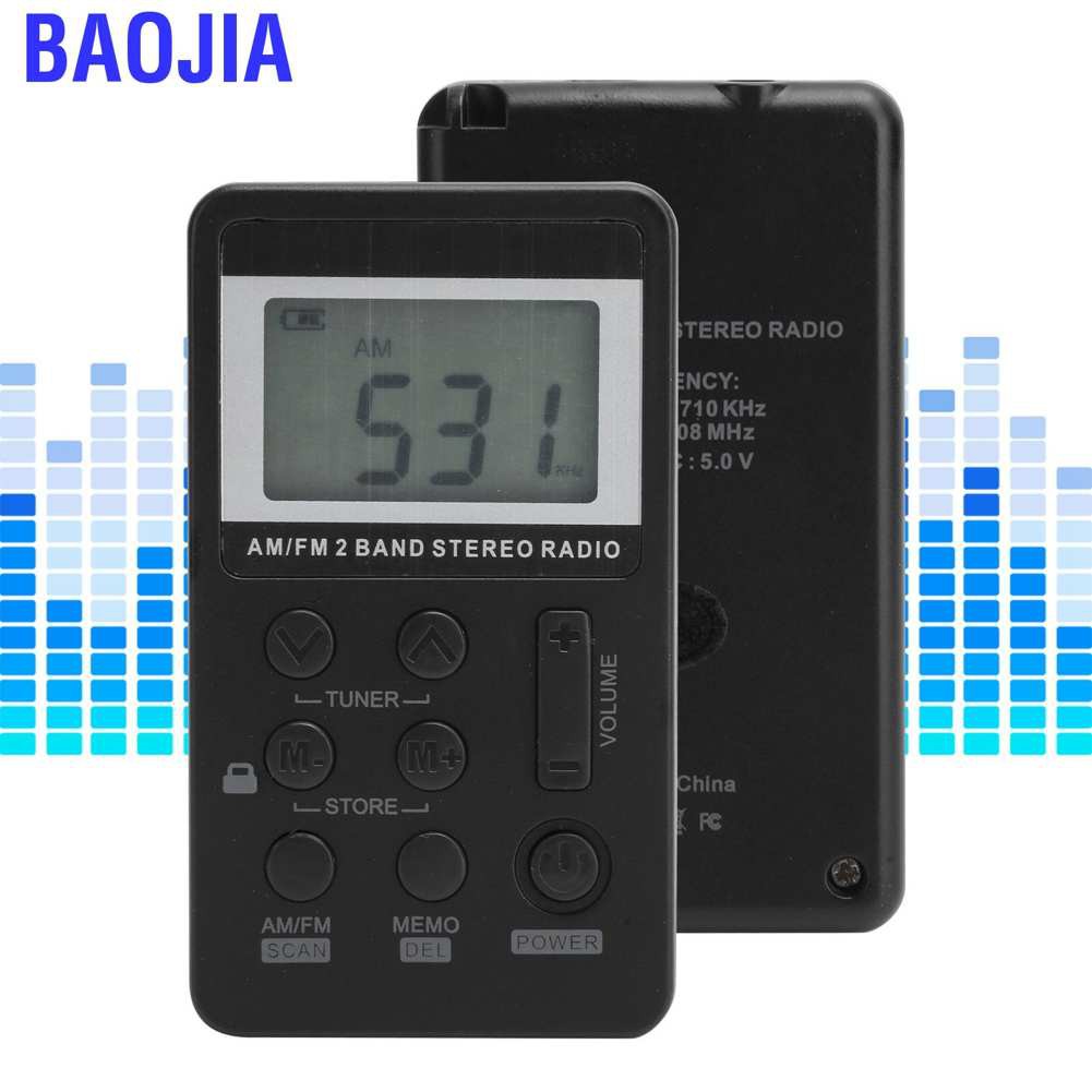 Radio Mini Baojia Qqt103 Chuyên Nghiệp Có Màn Hình Lcd + Tai Nghe