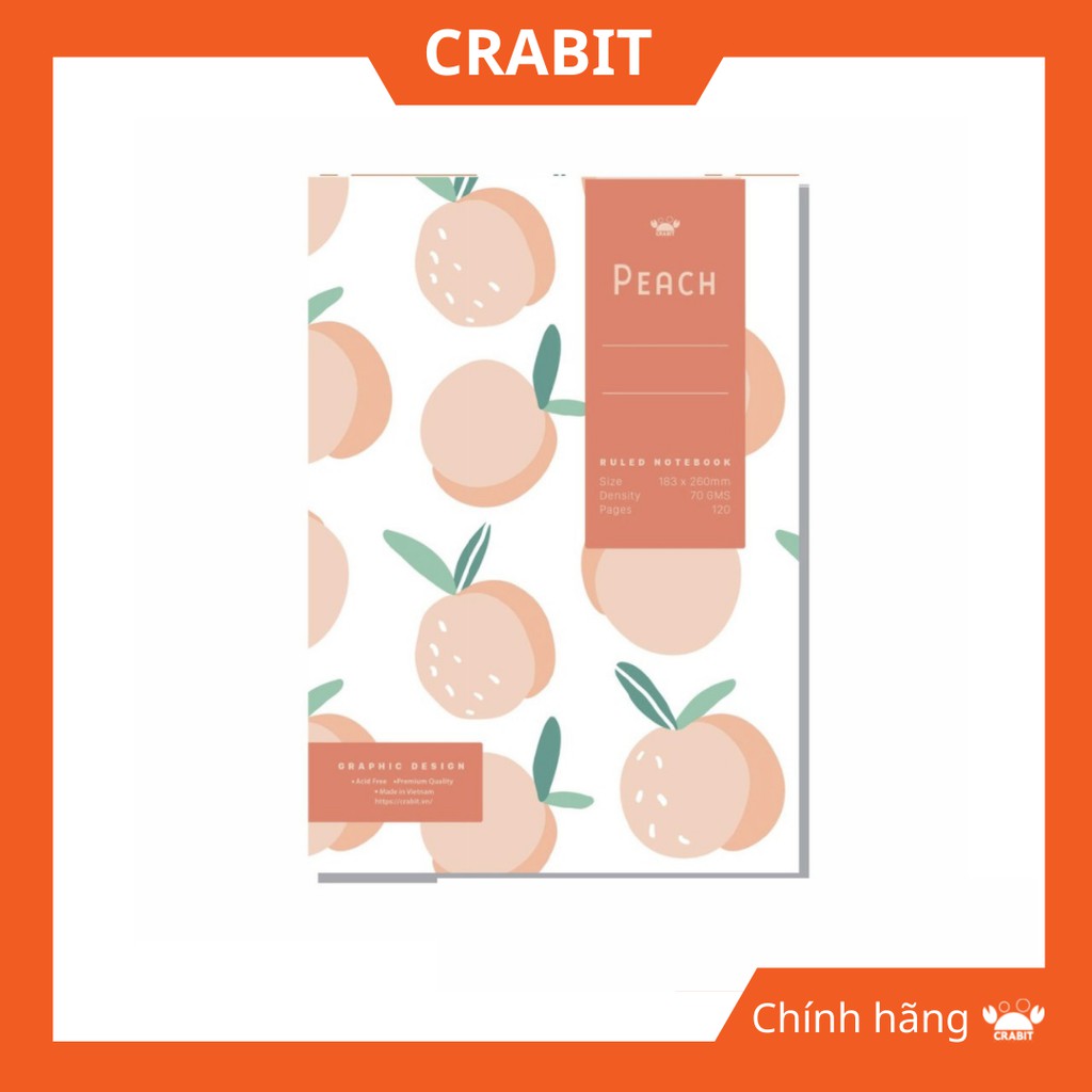 Vở kẻ ngang Crabit Fruits Đào - 120 trang Chính Hãng Crabit