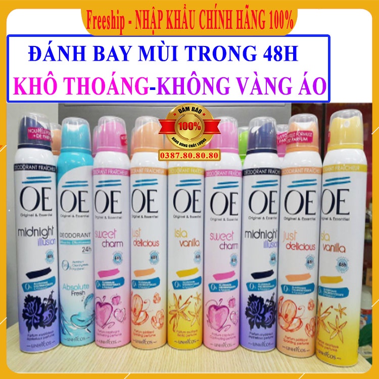 Xịt khử mùi nữ và nam thay thế nước hoa/ Xịt nách OE Pháp đánh bay các loại mùi hôi trong 48h