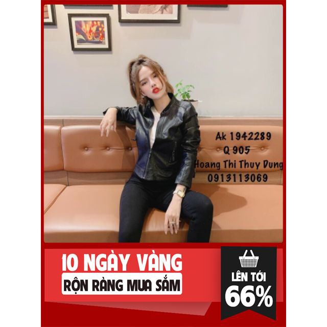 Áo da Quảng châu cổ trụ thời trang lamer
