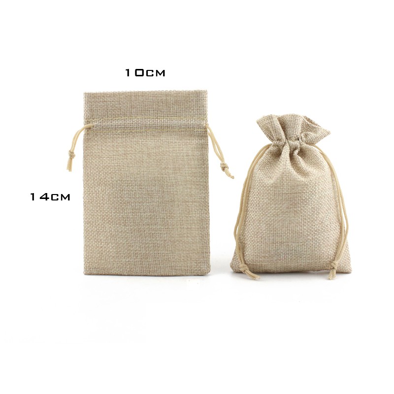 Túi dây rút vải bố thô kích thước nhỏ size 10x14cm đựng hoa khô cà phê làm quà tặng - mouse love rice