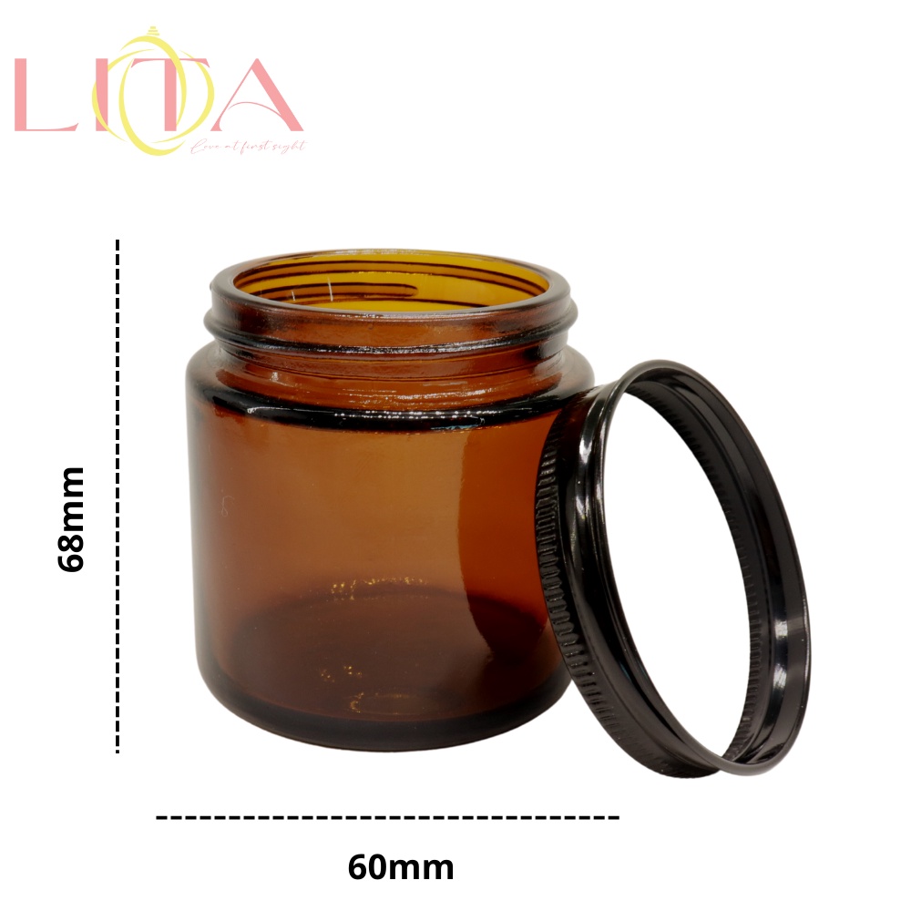 Hủ đựng mỹ phẩm 100g/ Hủ thủy tinh nâu nắp nhôm