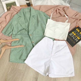 Set 3 Món : áo vest nhung + quần short ( Áo 2s)