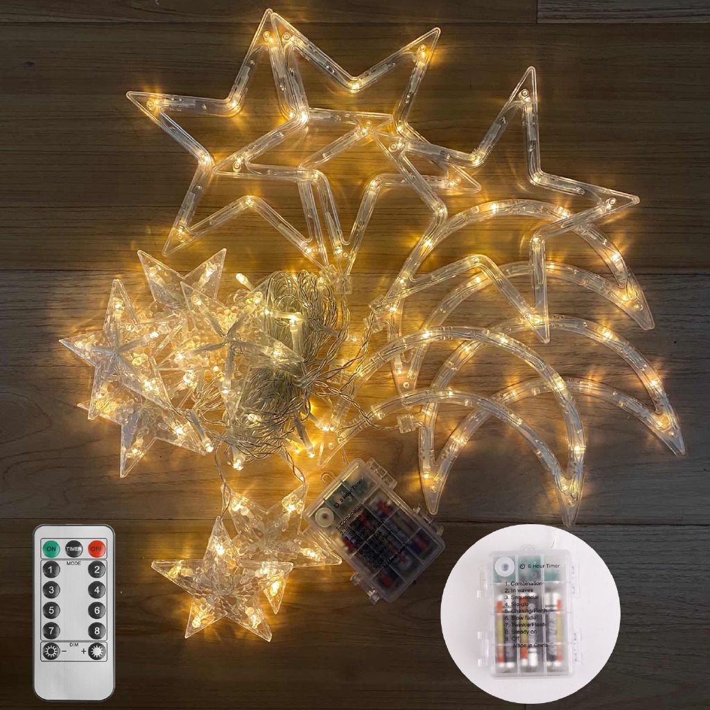Đèn LED hình ngôi sao và mặt trăng 8 chế độ mang lại không gian lãng mạn