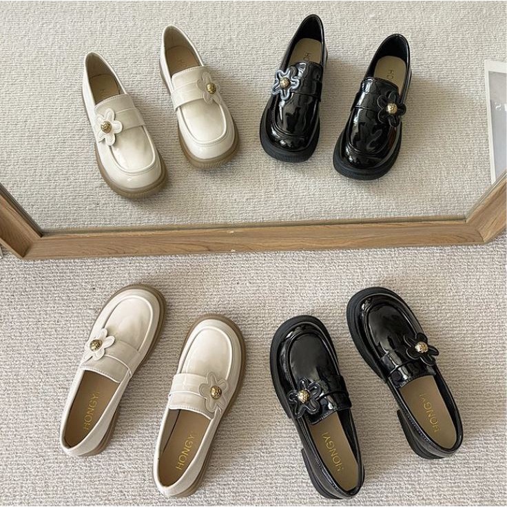 Giày moka lolita búp bê lười phong cách Hàn Quốc đế bằng phối hoa độc đáo cho nữ - Mã G60