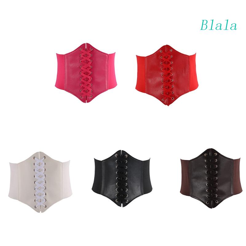 Đai Nịt Bụng Giả Da Thắt Dây Co Dãn Vintage Cho Nữ