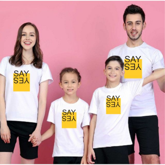 Áo gia đình 3/4/5 người đồ đôi mẹ và bé thun cotton dày dặn mẫu đồng phục gia đình SAY YES |  GIÁ SĨ