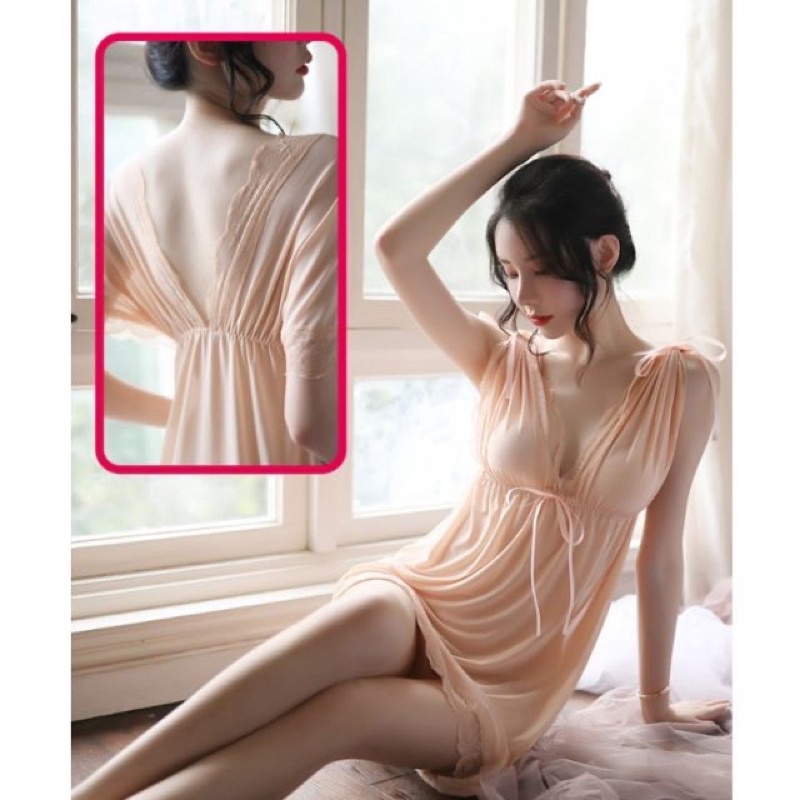 Tặng kèm chip - Váy ngủ ren thắt eo quyến rũ MM50
