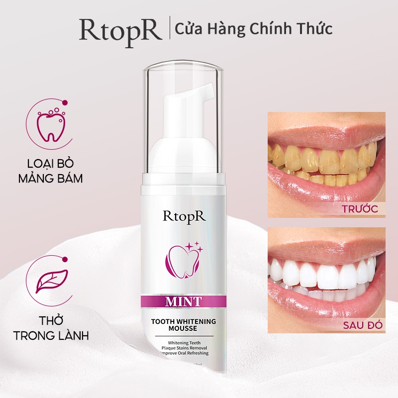 Kem Làm Trắng Răng RtopR Chiết Xuất Bạc Hà An Toàn Cho Sức Khỏe Chất Lượng Cao  Tinh chất làm trắng răng loại bỏ vết ố vàng giúp răng chắc khỏe và trắng sáng tự nhiên 60ml