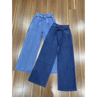 QUẦN JEANS GIẤY LƯNG THUN ỐNG RỘNG VỪA CẬP BẾN HAI MÀU