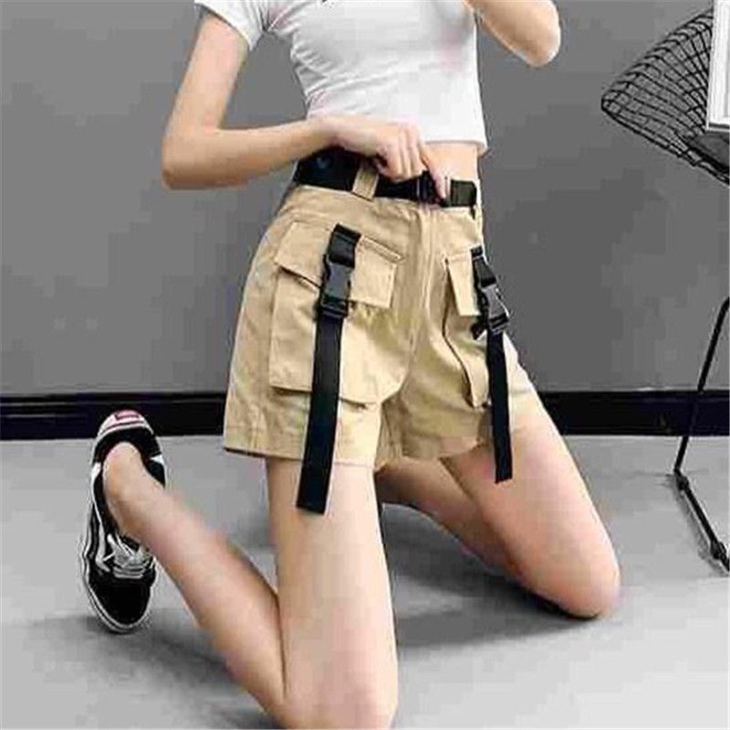 Jiashucheng Quần Short Cotton Nguyên Chất Dáng Chữ A Ống Rộng Lưng Cao Dễ Phối Đồ Thời Trang Mùa Hè Cho Nữ