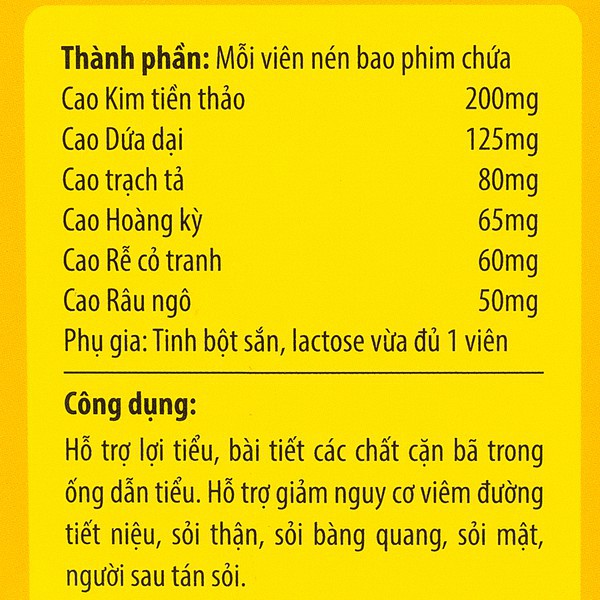 VIÊN UỐNG LỢI TIỂU, LOẠI SỎI, PHÒNG NGỪA SỎI TÁI PHÁT - BÀI THẠCH KINGPHAR