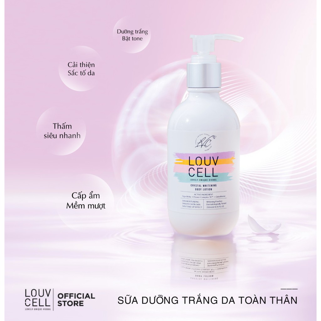 Combo kem dưỡng trắng và cấp ẩm chuyên sâu Louv Cell Crystal Whitening Body Lotion