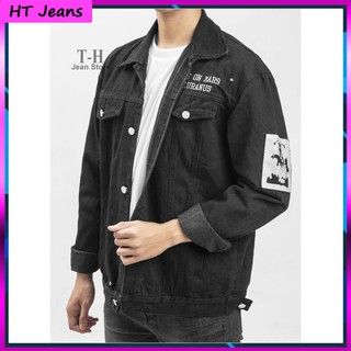 Áo Khoác Jeans bò Thêu Cá Tính Thời Trang Nam Nữ Unisex phong cách ulzzang chống nắng - HT