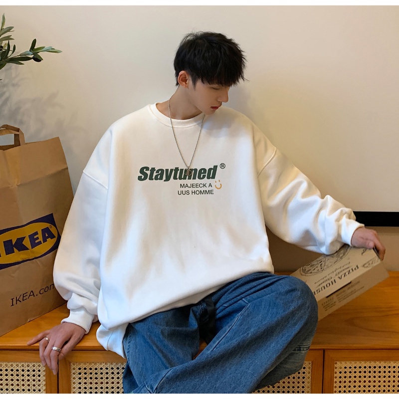 Áo Sweatshirt IFNICEFUTURE dài tay dáng rộng cổ tròn in chữ thời trang cho nam