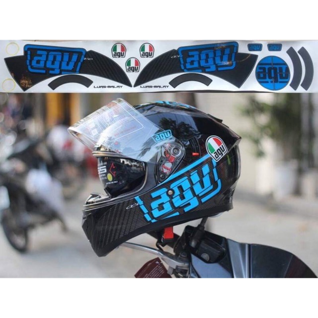 Tem decal AGV dán mũ bảo hiểm Biker vn shop