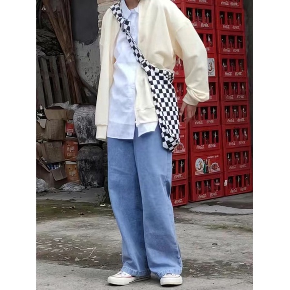 Túi đeo chéo quai thắt caro checked (có sẵn)