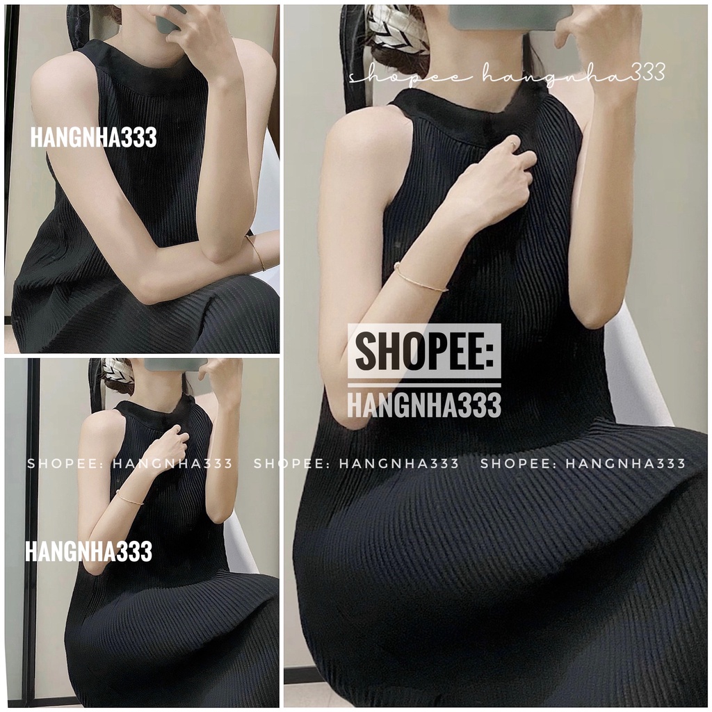 BACHHOAXINH | Váy dập ly cổ yếm form maxi sang trọng ULZZANG | BigBuy360 - bigbuy360.vn