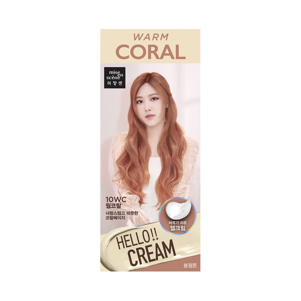 [BỀN MÀU] Thuốc nhuộm tóc tại nhà màu Warm Coral | Nhuộm tóc Hello Cream Mise En Scene 10WC Hồng san hô