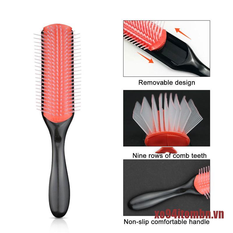 TOMBN 9-Row Professional Styling Brush Hair Brush Detangling Nylon Bristle Comb