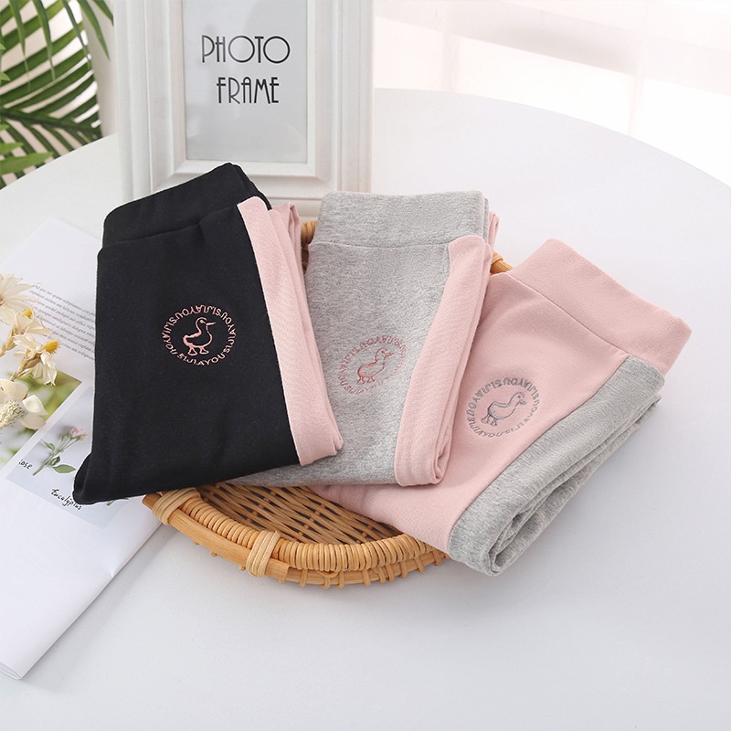 Quần Legging Cotton Mềm Co Giãn Màu Trơn Họa Tiết Hoạt Hình Phong Cách Hàn Quốc 90-150cm Dành Cho Bé Gái