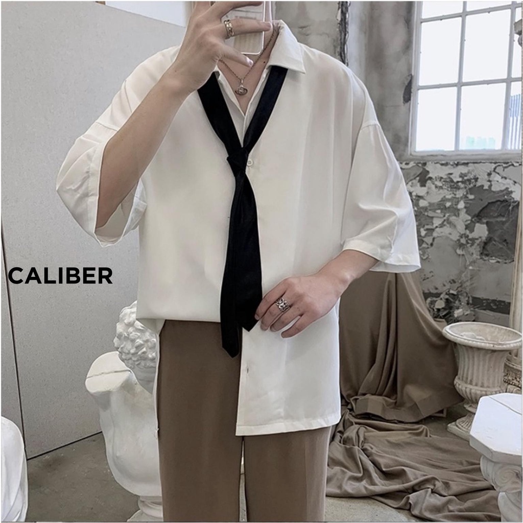 ÁO SƠ MI CALIBER tay ngắn cổ vest ao sơ mi  NAM NỮ Unisex nhiều màu hotrend