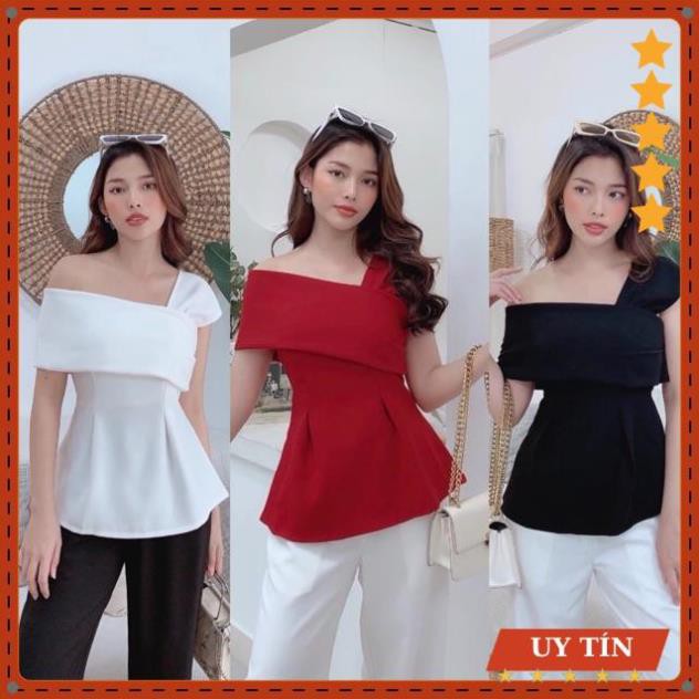 Áo peplum lệch vai 3 màu Eva_home_fashion