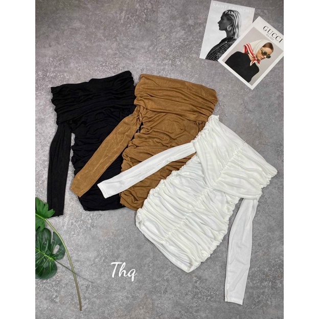 Váy body trễ vai chất nhúng kim cương