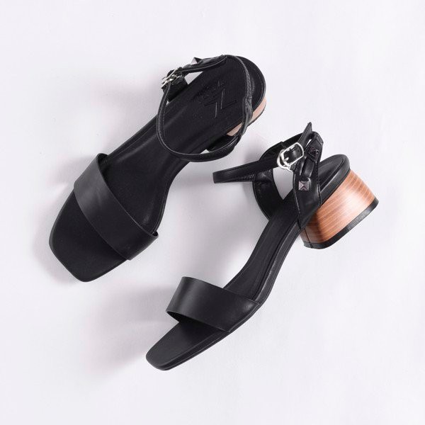 Sandal Cao Gót Nữ Quai Ngang Gót Vuông 3cm Quai Hậu Cài Đính Hạt CG203