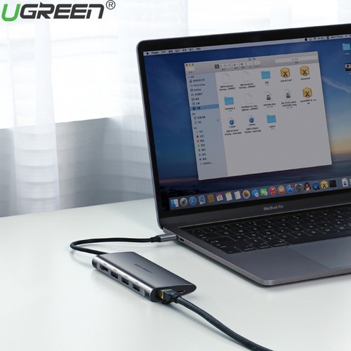 Bộ chuyển đổi USB-C sang 3 USB 3.0+HDMI+RJ45+SD&amp;TF Ugreen 50538 8 IN 1