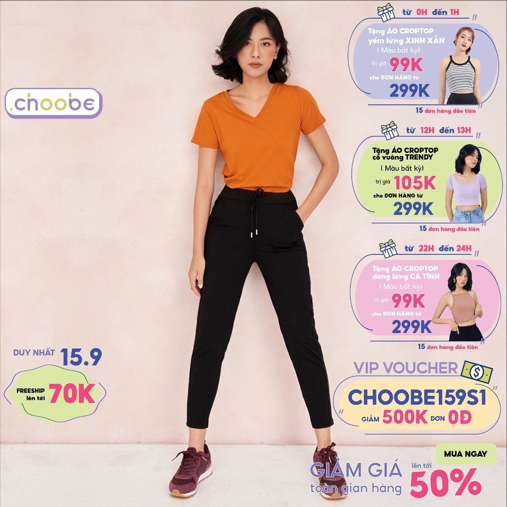Quần jogger nữ Choobe dáng dài thun cạp chun cá tính thể thao tập gym kiểu trơn basic Q27