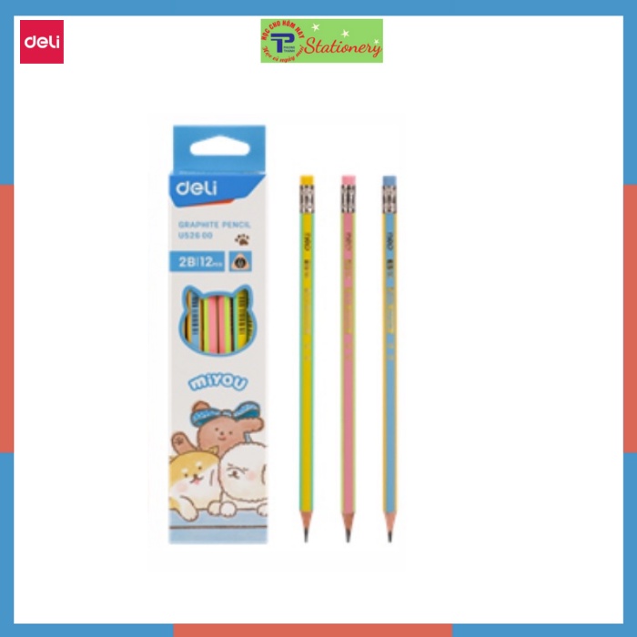 Bút Chì gỗ Deli 2B thân tam giác, thân lục giác nhiều màu sắc bắt mắt
