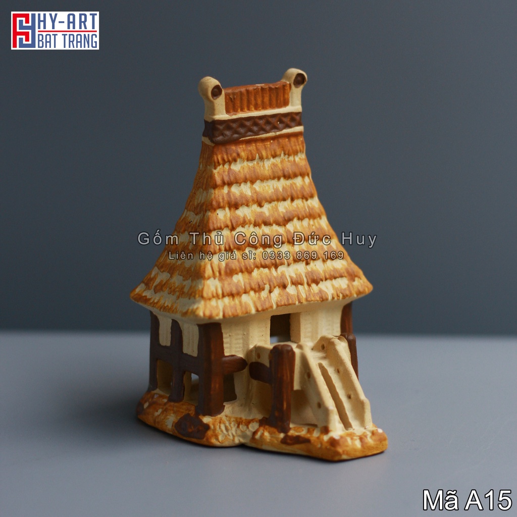 Mô hình gốm Nhà Rông mini phụ kiện trang trí tiểu cảnh hòn non bộ bể cá chậu cây bonsai