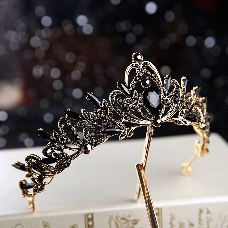 Vương miện kim loại màu đen phong cách Gothic thời trang