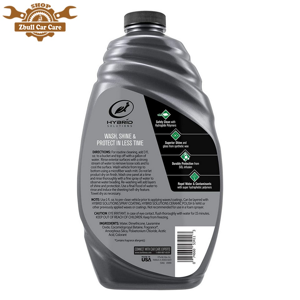 Turtle Wax nước rửa xe ô tô bóng sơn cao cấp Ceramic Wash and Wax 1.42 lít