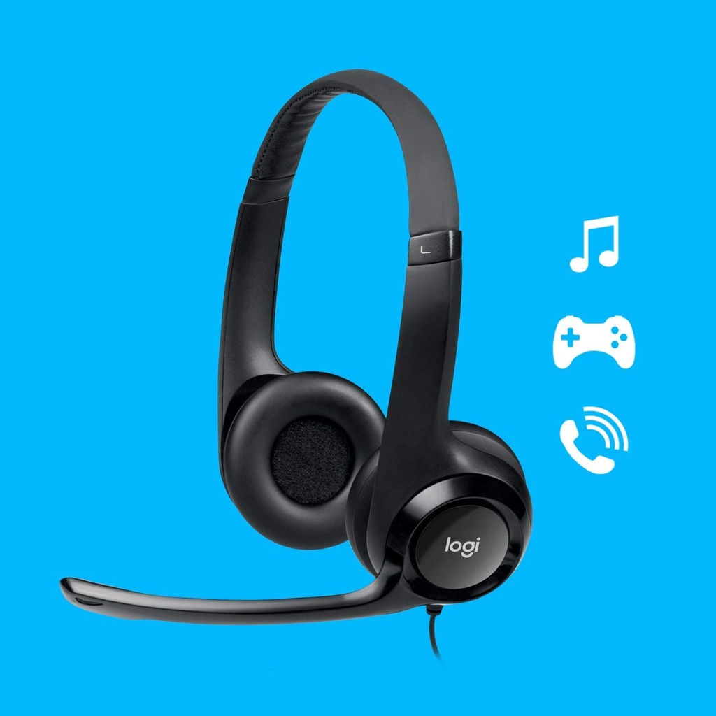 Tai Nghe Có Dây Chụp Tai Hỗ Trợ Micro Đàm Thoại Logitech H390 - Hàng Chính Hãng