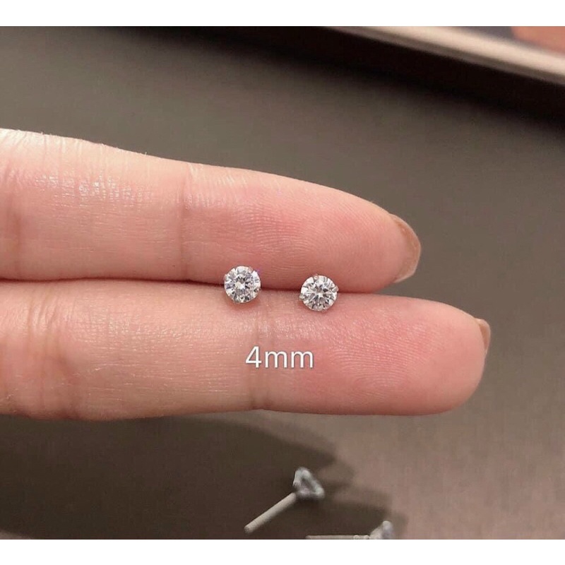 Bông tai nụ titan hột xoàn siêu sáng cam kết không đen không gỉ