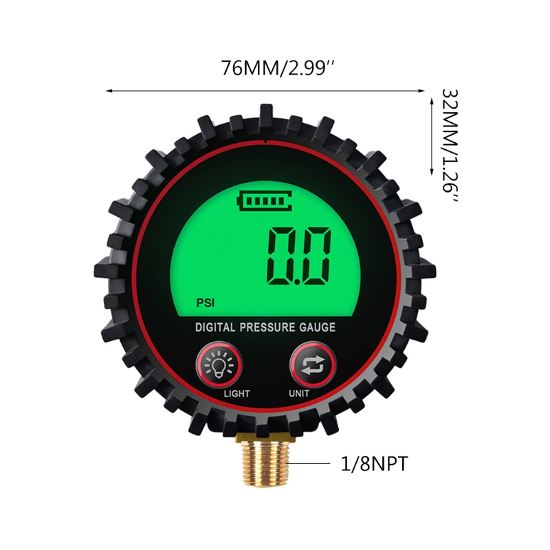 Đồng Hồ Đo Áp Suất Không Khí Kỹ Thuật Số Với Đầu Nối NPT Chính Xác 1% Powe 0-255psi 1%